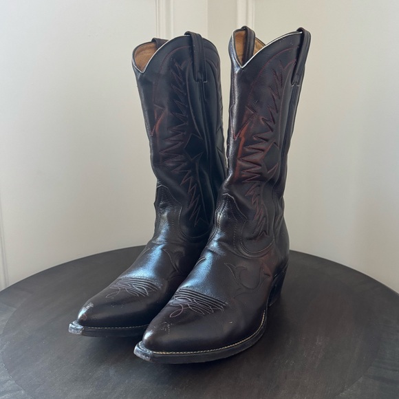 Boulet Brown Leather Ladies Western Cowboy Boots - Size 9.5 - Picture 5 of 7